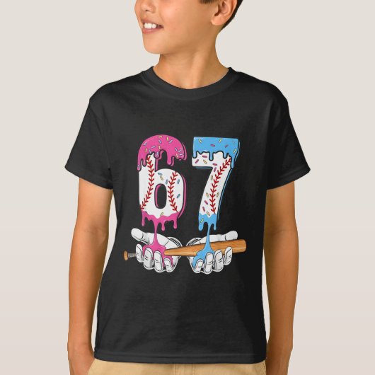 Baseball 67 Ice Cream Drip Six Seven Boys Funny Me Tシャツ (正面)