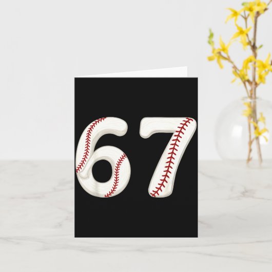 Baseball 67 Number Funny Six Seven Gen Alpha Meme カード (黄色い花)