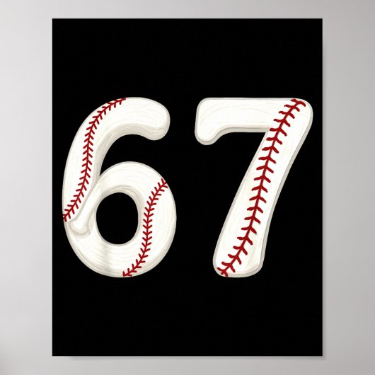 Baseball 67 Number Funny Six Seven Gen Alpha Meme  ポスター (正面)