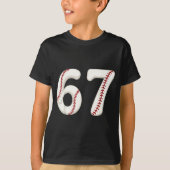 Baseball 67 Number Funny Six Seven Gen Alpha Meme Tシャツ (正面)