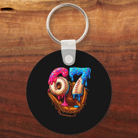 Baseball 67 Six Seven Funny 6 7 Meme Gen Alpha Mem キーホルダー (正面)