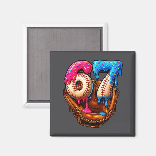 Baseball 67 Six Seven Funny 6 7 Meme Gen Alpha Mem マグネット (正面/裏面)