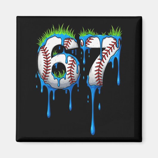 Baseball 67 Six Seven Funny Gen Alpha Meme Blue Dr マグネット (正面)