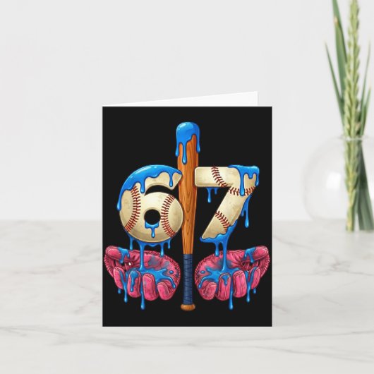 Baseball 67 Six Seven Funny Gen Alpha Meme Drip  カード (正面)