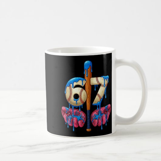 Baseball 67 Six Seven Funny Gen Alpha Meme Drip  コーヒーマグカップ (右)