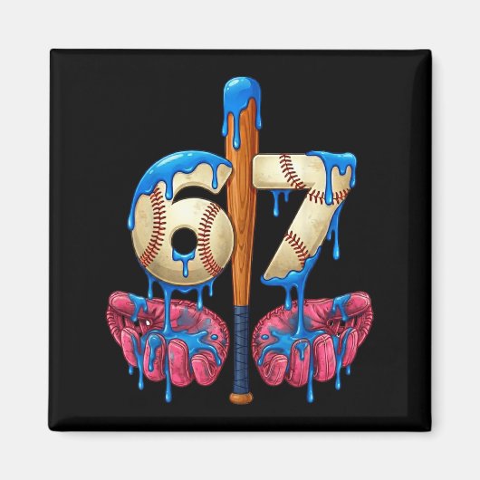 Baseball 67 Six Seven Funny Gen Alpha Meme Drip マグネット (正面)
