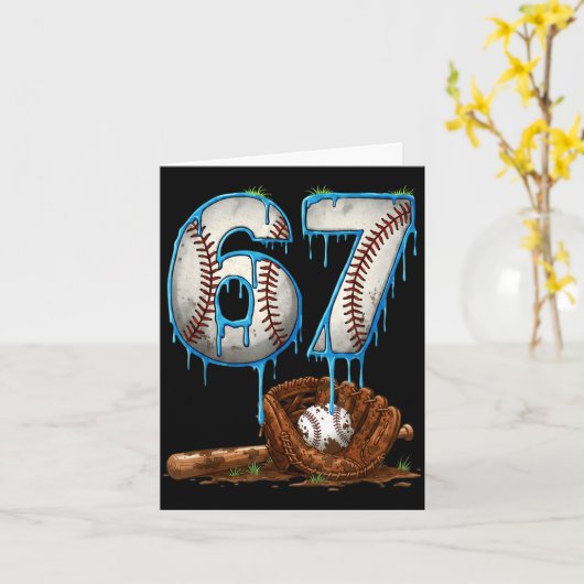 Baseball 67 six seven meme funny 6-7 drip baseball カード (黄色い花)