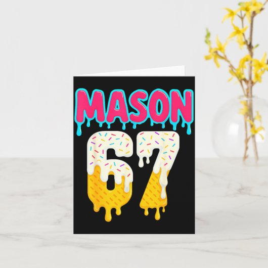 Baseball 6 7 Ice Cream Drip Number 67 Funny Six Se カード (黄色い花)