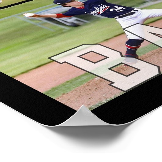 Baseball 7 Photo Player Name and Number ポスター (角)