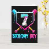 Baseball 7 Year Old Bday Boy Ice Cream Drip 7th Bi カード (黄色い花)