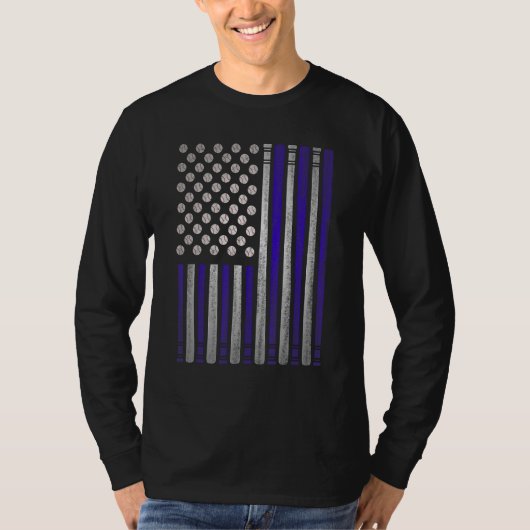 Baseball American Flag 4th of July USA Patriotic D Tシャツ (正面)