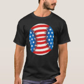 Baseball American USA flag Patriotic Retro Basebal Tシャツ (正面)