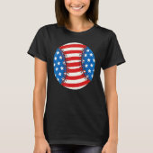 Baseball American USA flag Patriotic Retro Basebal Tシャツ (正面)