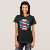Baseball American USA flag Patriotic Retro Basebal Tシャツ (正面フル)
