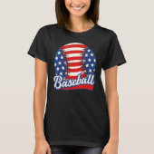 Baseball American USA flag Patriotic Retro Basebal Tシャツ (正面)