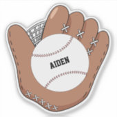 Baseball and Mitt Doodle Kid Vinyl Sticker シール (正面)