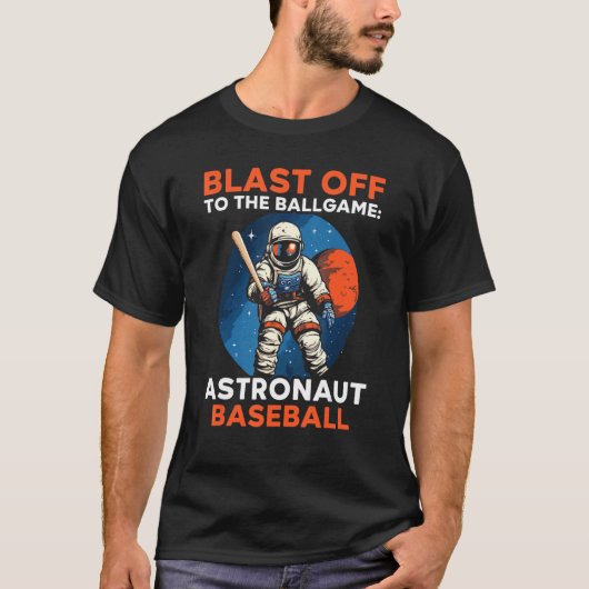 Baseball Astronaut  Baseball Player Sport Outerspa Tシャツ (正面)
