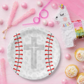 Baseball Baby Dedication Cross Party Paper Plates ペーパープレート (パーティー)