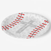 Baseball Baby Dedication Cross Party Paper Plates ペーパープレート (アングル)