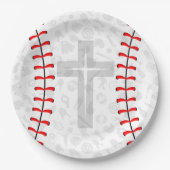 Baseball Baby Dedication Cross Party Paper Plates ペーパープレート (正面)