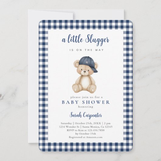 Baseball Baby Shower Boy Invitation 招待状 (正面)
