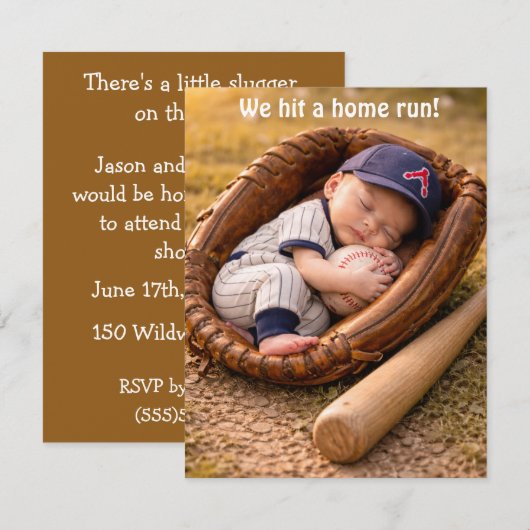 Baseball Baby Shower Digital Download  招待状 (正面/裏面)