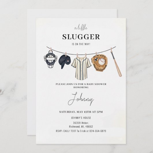 Baseball Baby Shower Invitation 招待状 (正面/裏面)