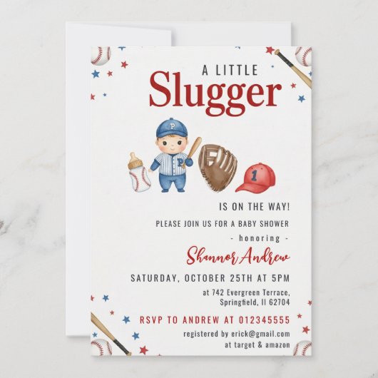 Baseball Baby Shower Invitation 招待状 (正面)