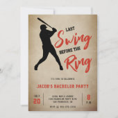 Baseball Bachelor Party Last Swing Before the Ring 招待状 (正面)