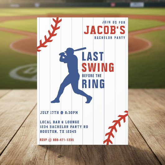 Baseball Bachelor Party Last Swing Before the Ring 招待状