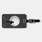 Baseball - Ball and Player silhouette Name Address ラゲッジタグ (正面横)