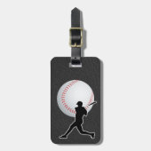 Baseball - Ball and Player silhouette Name Address ラゲッジタグ (正面縦)