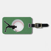 Baseball - Ball and Player silhouette Name Address ラゲッジタグ (正面横)