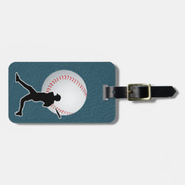 Baseball - Ball and Player silhouette Name Address ラゲッジタグ