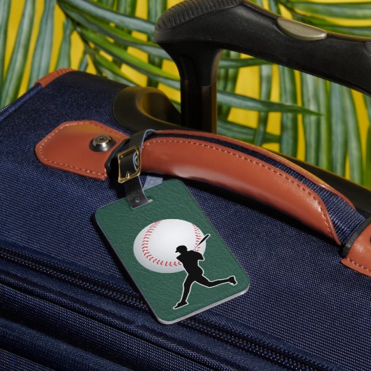 Baseball - Ball and Player silhouette Name Address ラゲッジタグ (正面インサイチュ1)