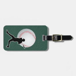 Baseball - Ball and Player silhouette Name Address ラゲッジタグ