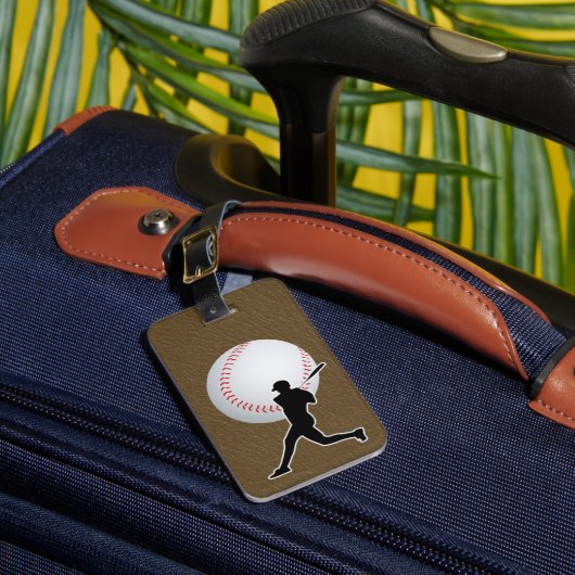 Baseball - Ball and Player silhouette Name Address ラゲッジタグ (正面インサイチュ1)