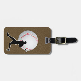 Baseball - Ball and Player silhouette Name Address ラゲッジタグ