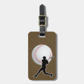Baseball - Ball and Player silhouette Name Address ラゲッジタグ (正面縦)