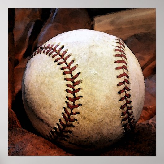 Baseball Ball Artwork Poster - Square Posters ポスター (正面)