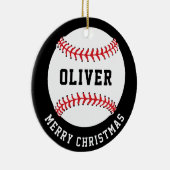 Baseball Ball Custom Name Merry Christmas セラミックオーナメント (右)