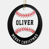 Baseball Ball Custom Name Merry Christmas セラミックオーナメント (左)