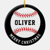 Baseball Ball Custom Name Merry Christmas セラミックオーナメント (裏面)