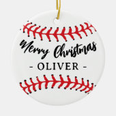 Baseball Ball Custom Name Merry Christmas セラミックオーナメント (正面)