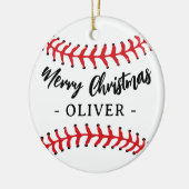 Baseball Ball Custom Name Merry Christmas セラミックオーナメント (左)