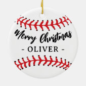 Baseball Ball Custom Name Merry Christmas セラミックオーナメント (裏面)