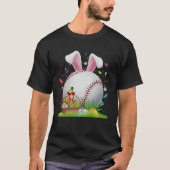 Baseball Ball Egg Bunny Ears Happy Easter Day Men Tシャツ (正面)