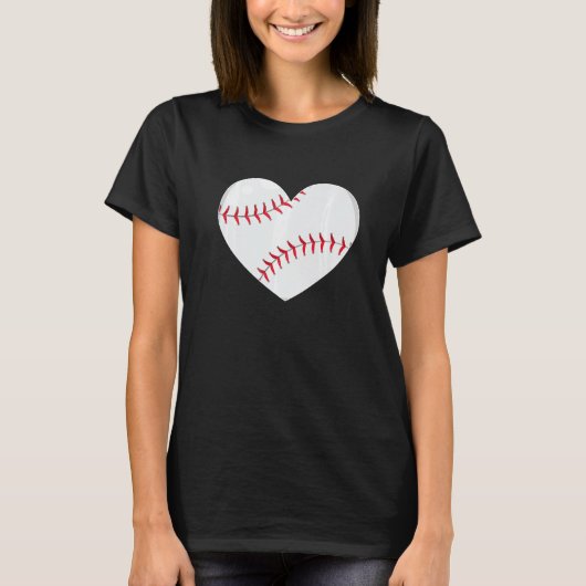 Baseball Ball Heart Valentine's Day For Baseball Tシャツ (正面)