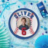 Baseball Ball Kids Photo Birthday Party ペーパープレート (パーティー)