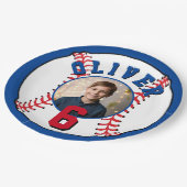 Baseball Ball Kids Photo Birthday Party ペーパープレート (アングル)